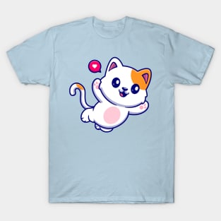 Cute Cat Floating Cartoon T-Shirt